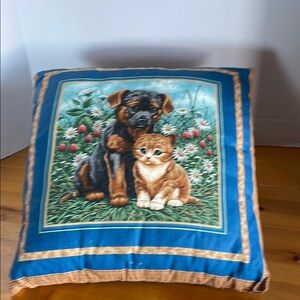 Dog and Cat Print Throw Pillow 15x15